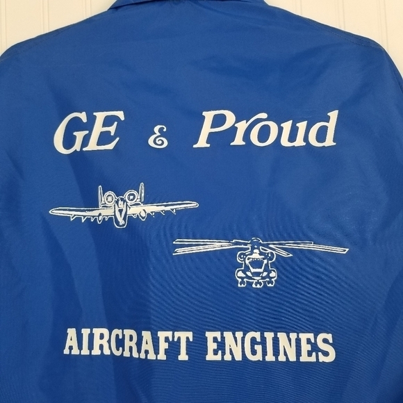 Vintage USA Windbreaker GE & Proud Aircraft Engines Helicopter Graphics Airplane - Picture 7 of 11